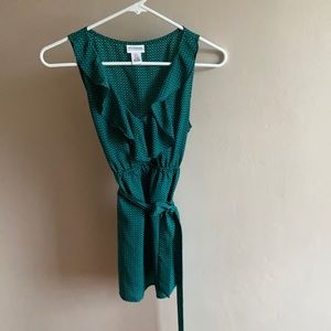 Maternity top- green and black ruffled tank